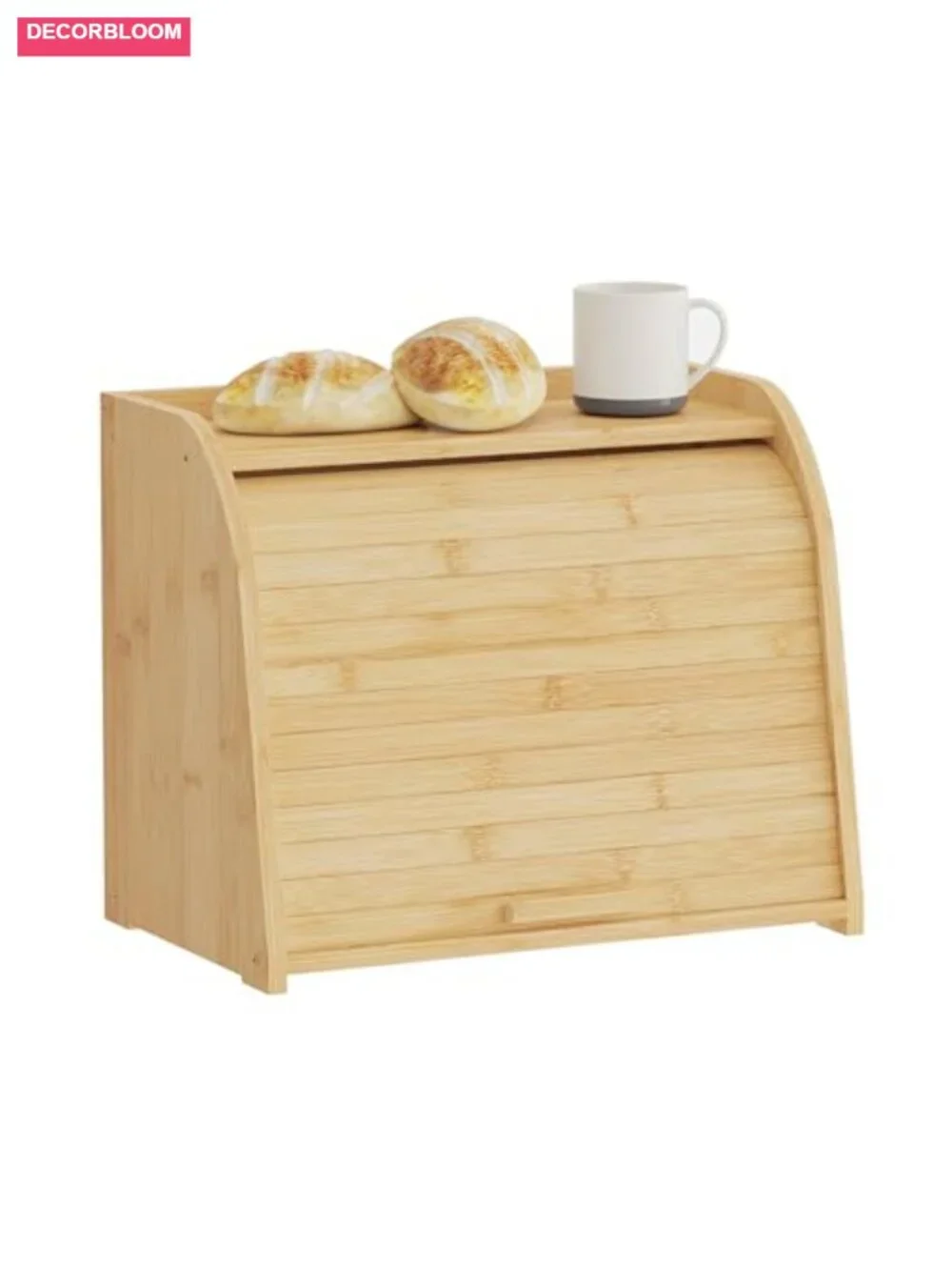 2-Tier Bamboo Roll Top Bread Box Kitchen Countertop Storage